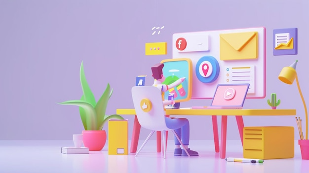 3D animation of person shopping online with mobile app