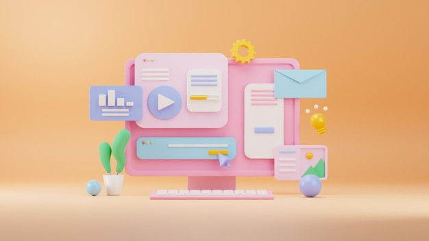 3D web design with multiple pages and e-commerce elements